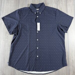 Mizzen+Main Leeward Performance Shirt XXL Blue Green Micro Dot Short Sleeve NEW